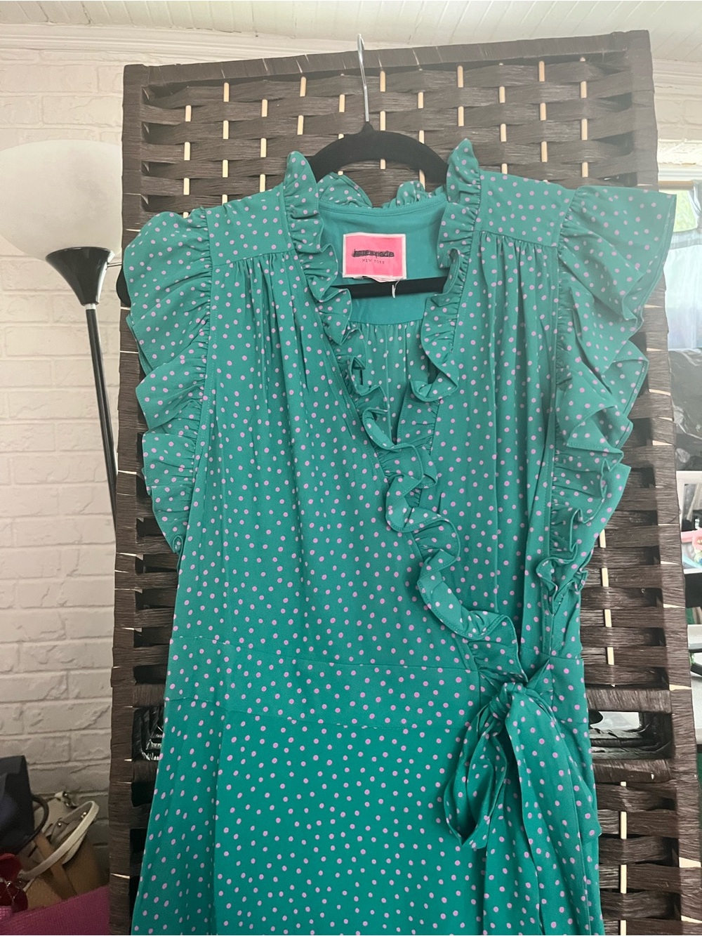 NWOT Kate Spade Teal Dot Ruffle Wrap Midi Dress Various Sizes 4,10 - Picture 4 of 5